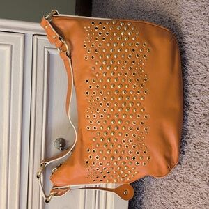 Via Spiga Orange Leather Studded Hobo Bag